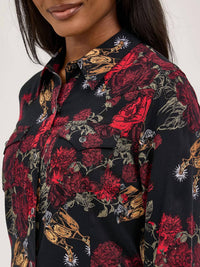 Wrangler Retro Punchy Western Snap Mini Dress in black - women's dress - alternate view