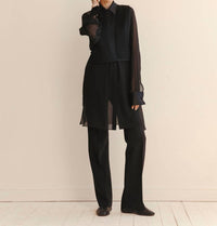 Lafayette 148 Convertible Tuxedo Tunic Vest Blouse in black - women's blouse - view 5
