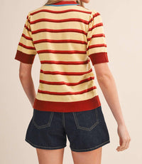 &merci Striped Short Sleeve Sweater in blue iris - women's sweater - view 5