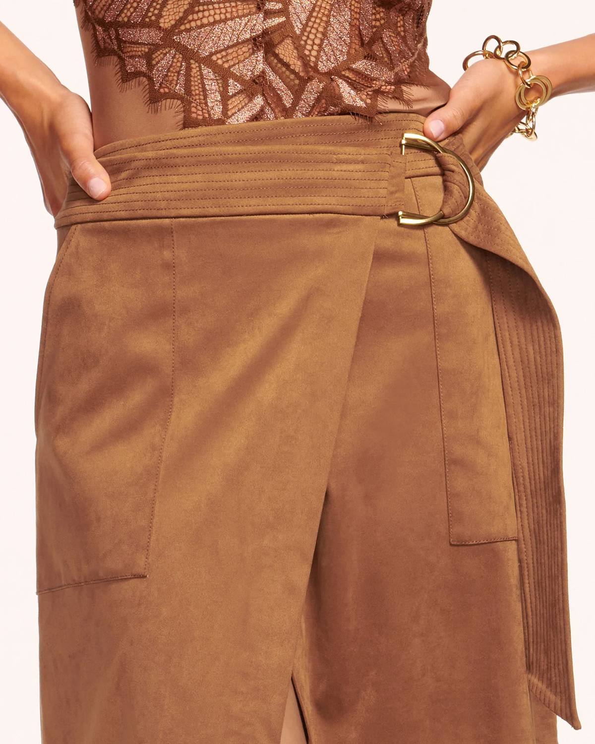 Ramy Brook - Delphia Faux Suede Midi Wrap Skirt