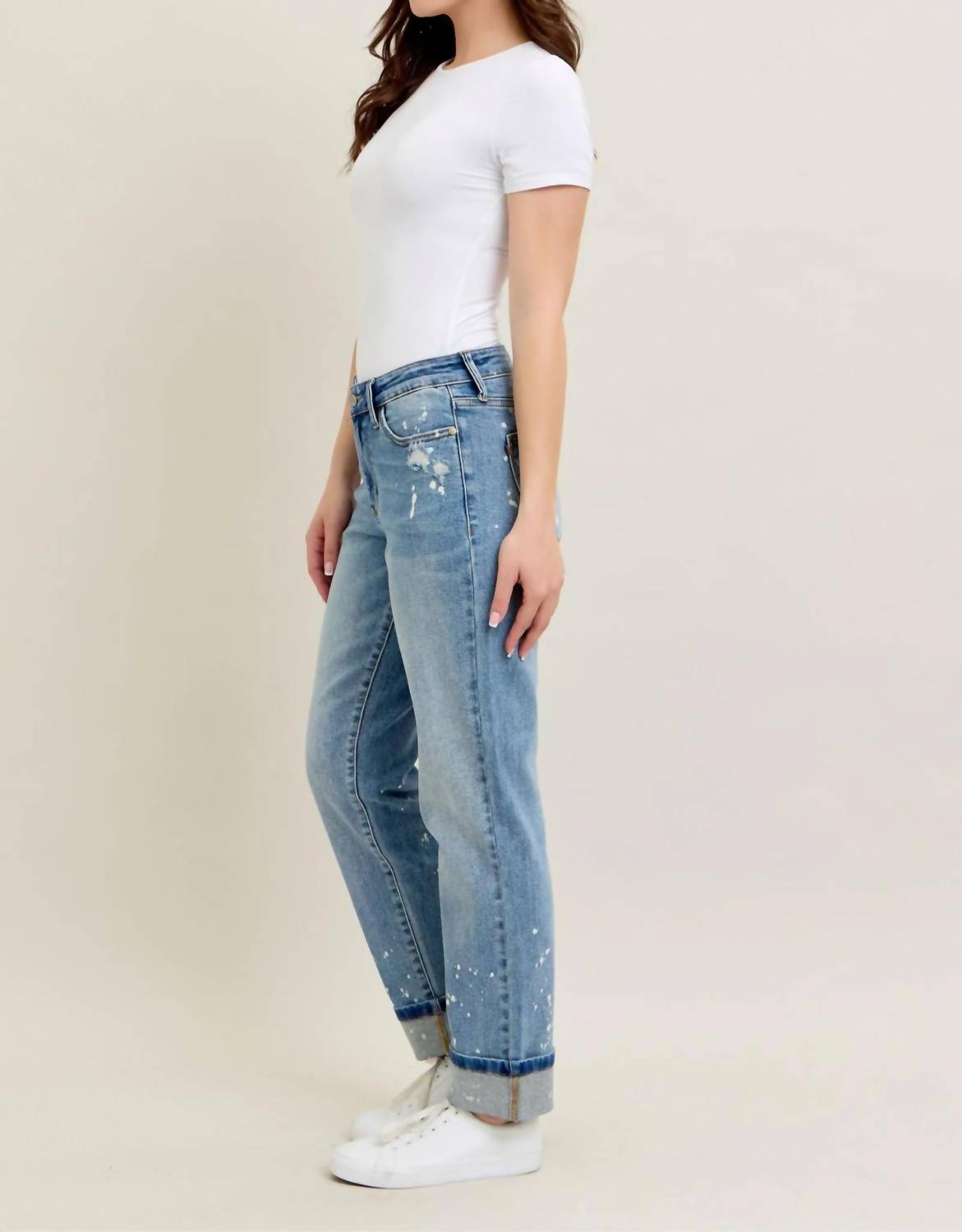 Judy Blue - Mid Rise Cuffed Boyfriend Jeans