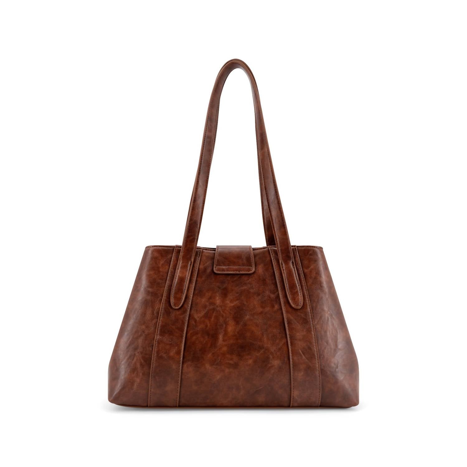 Like Dreams Women's Fiora Signature Lock Satchel in brown - women's bag - detail view
