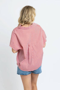 Karlie - Stripe Signature Vneck Collar Top