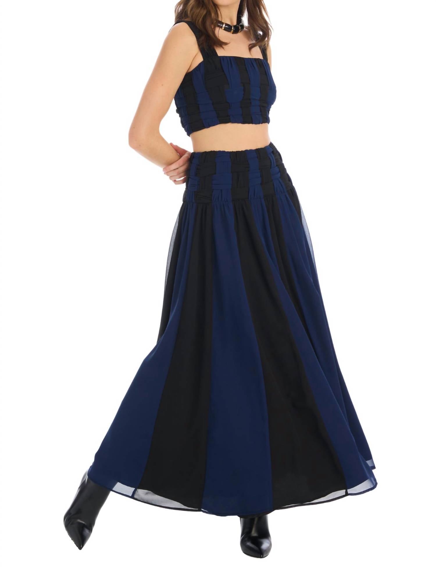 ALLISON NEW YORK BETHIE MAXI SKIRT in navy black - women's skirt - view 4