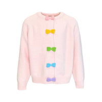 Lola + The Boys Rainbow Button Cardigan in pink 1 - kids' joggers - alternate view