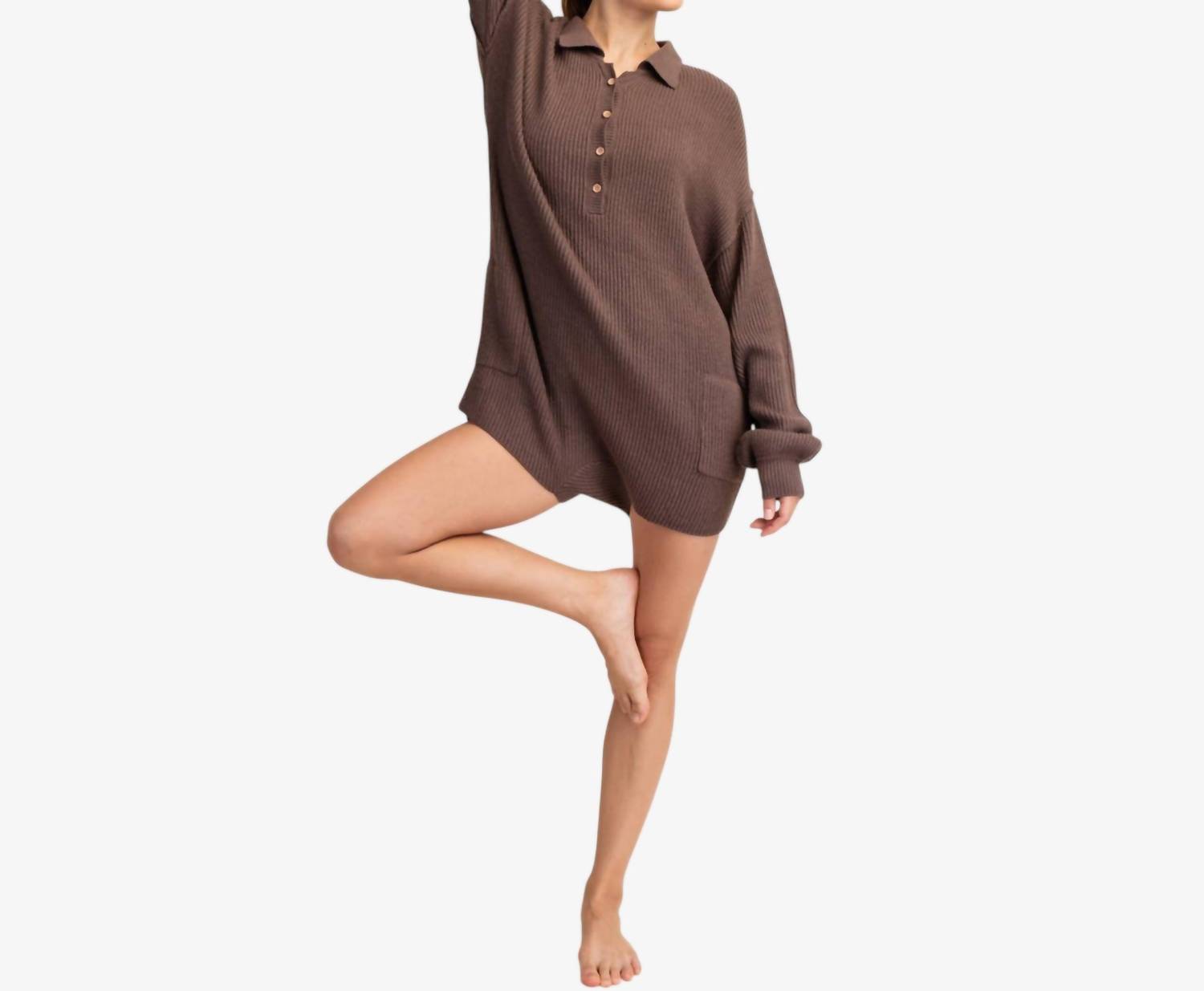 Hoity Toity - Ribbed Knit Sweater Romper
