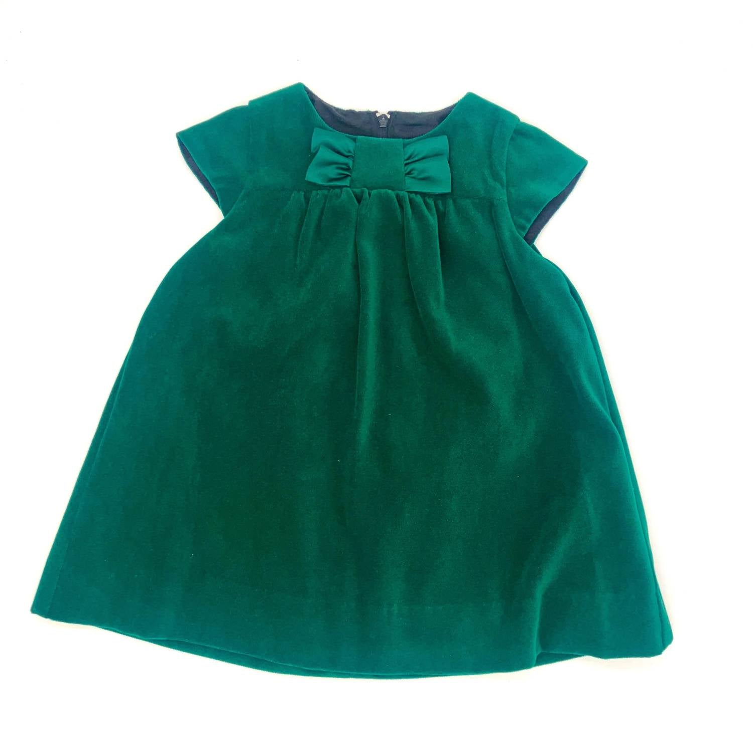 Florence Eiseman Kid's Velvet Dress With Satin Bow in green - kids' dress