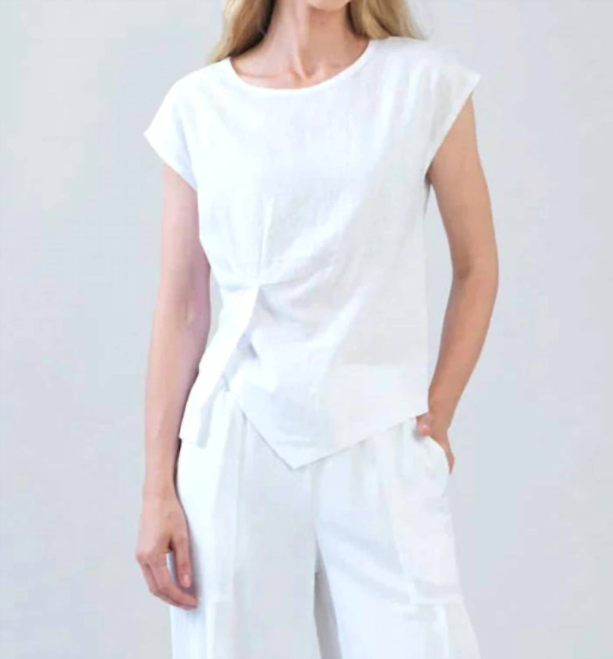 Clara Sunwoo - Cap Sleeve Stitch Overlay Top