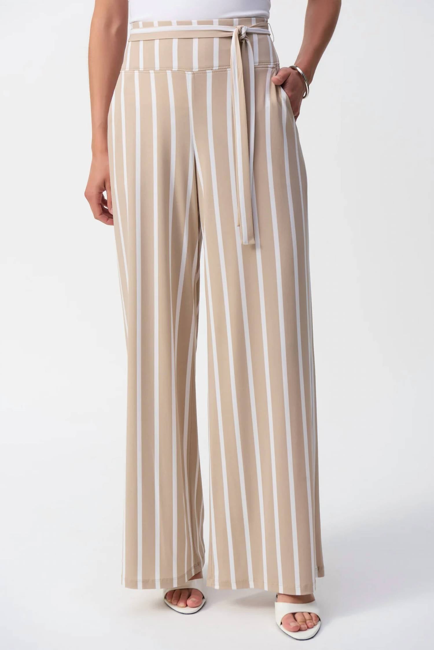 Joseph Ribkoff - Striped Silky Knit Wide-Leg Pants