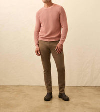 Faherty Sunwashed Crewneck Sweater in dusty sienna 1 - men's sweater - detail view