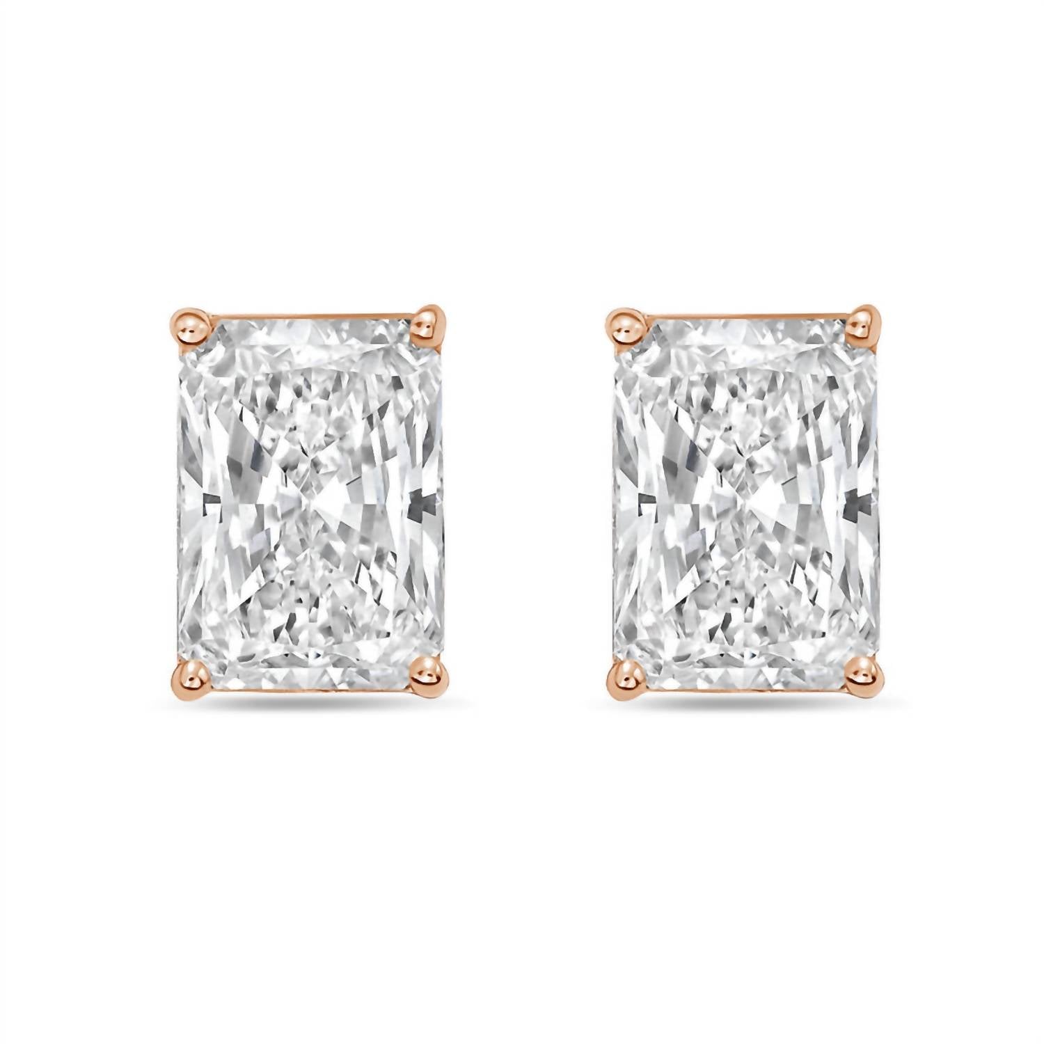 Diana M Jewels - Women's Radiant Lab-grown Diamond Stud Earrings (3.00 Tcw) - Signature