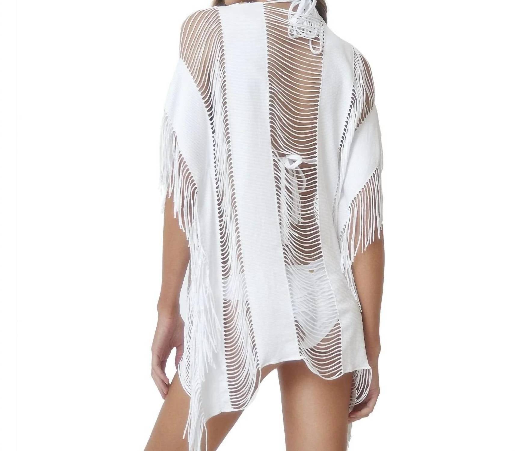 PQ Swim Water Lily Monique Cover Up in white - women's swimwear - detail view