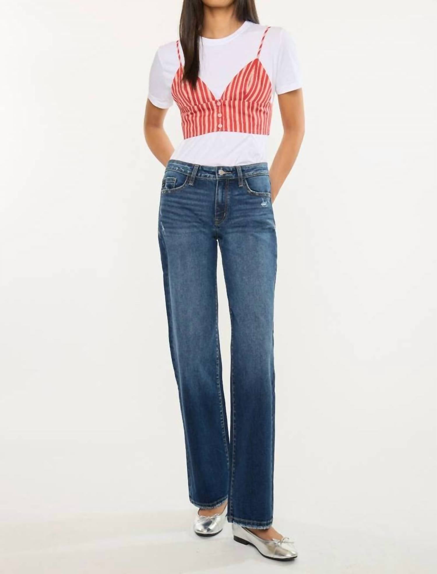 KanCan Mid Rise Wide Leg Jeans in dark wash 1 - women's jeans - view 4