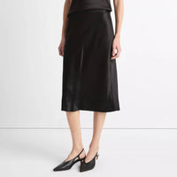 Vince Slip Satin Midi Skirt in black - women's skirt