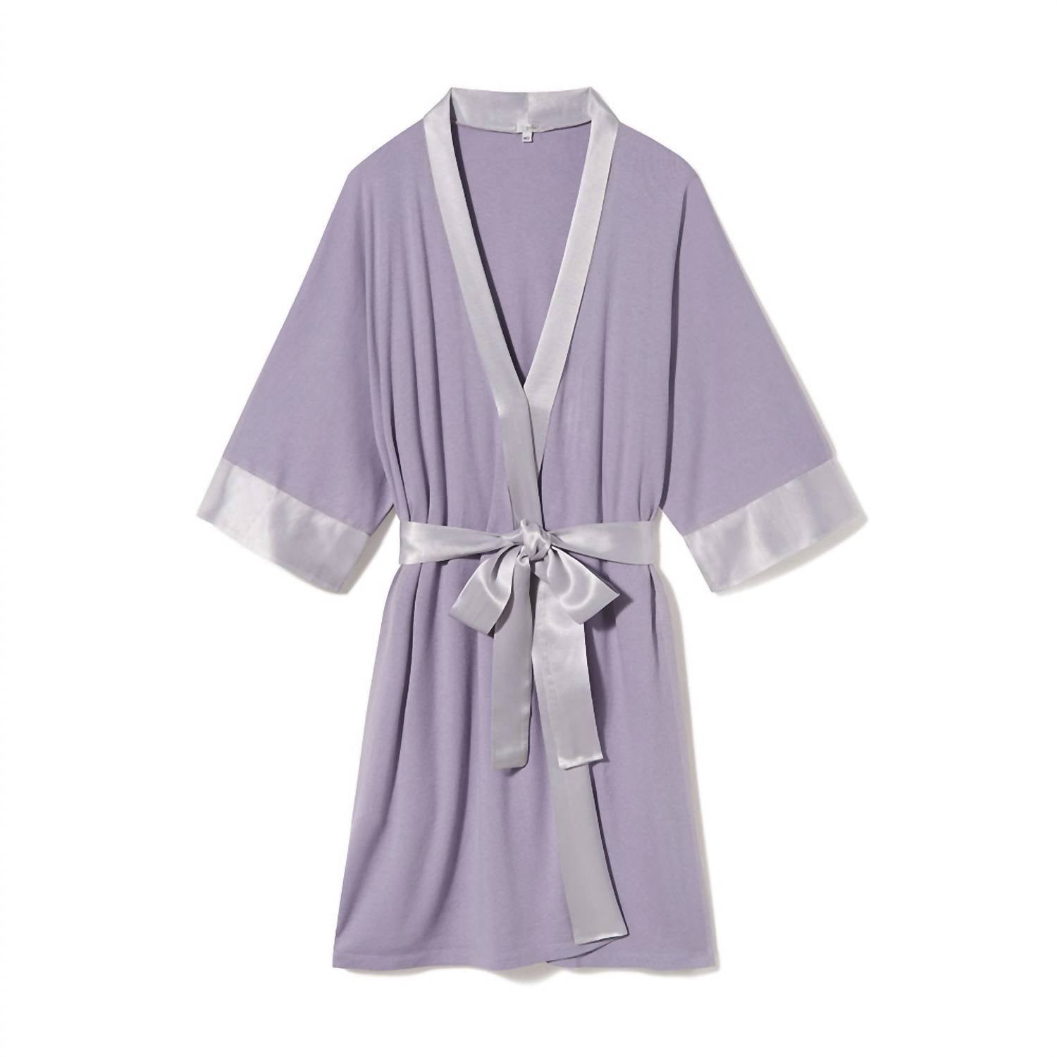 Shala Knit Robe With Pockets And Satin Trim