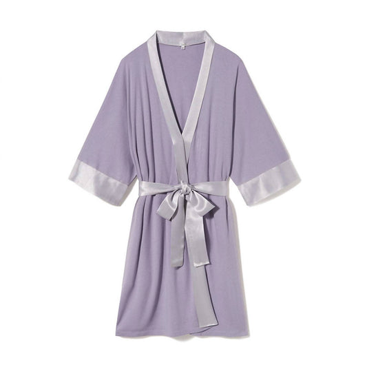 Shala Knit Robe With Pockets And Satin Trim