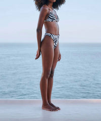 Haight Olivia Top in black white zebra - women's swimwear - detail view