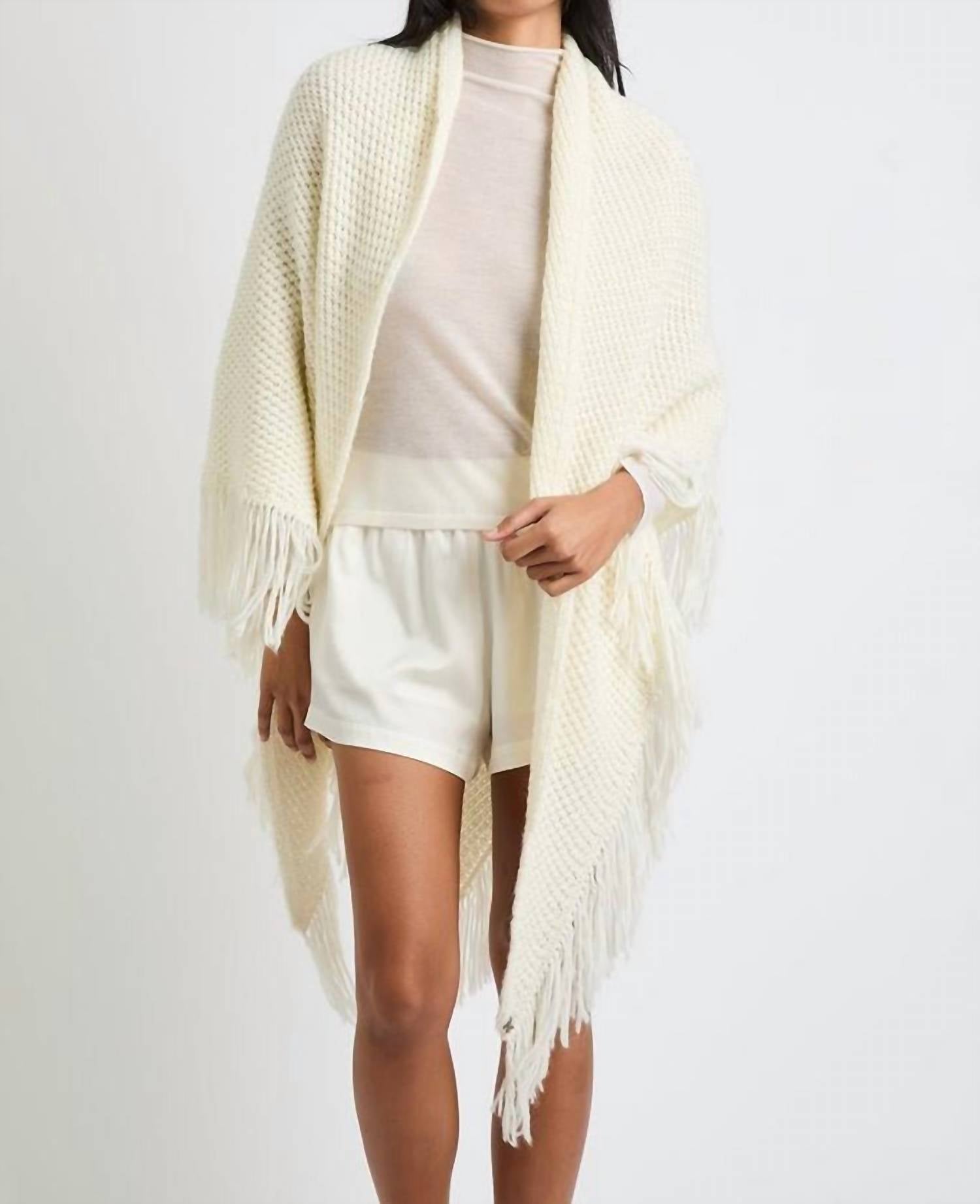 Beryll Stephanie Popcorn Fringe Wrap in ivory - women's scarf