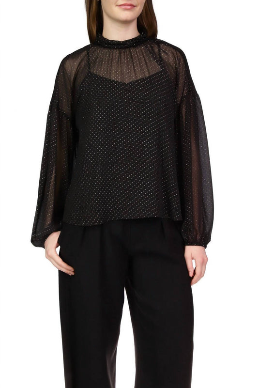 Sheer Volume Metallic Blouse