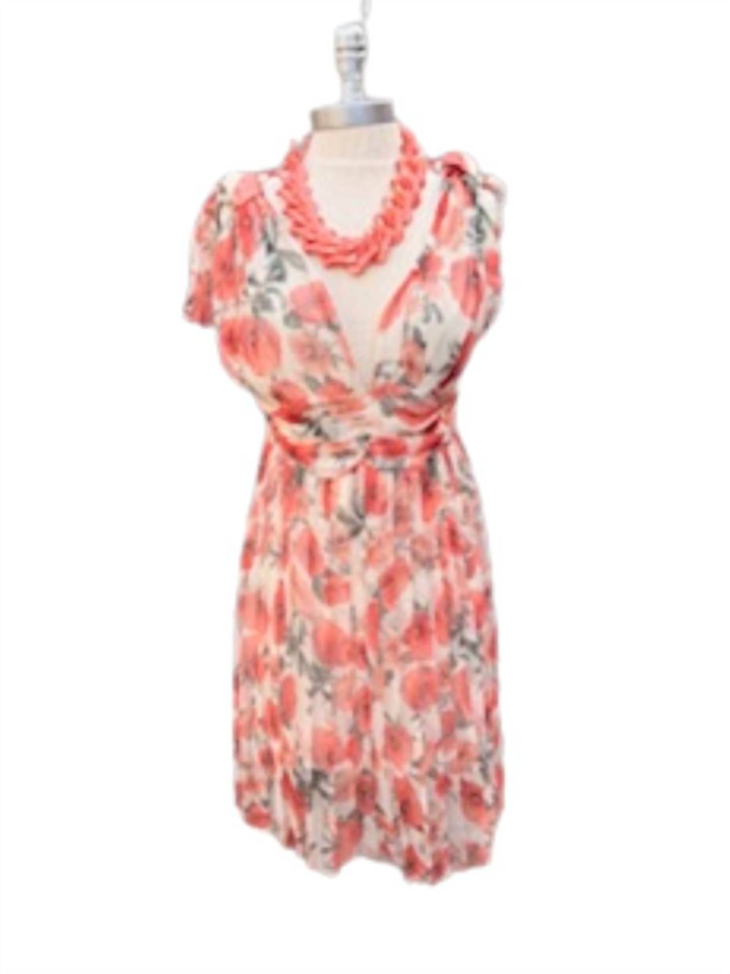 Giorgia & Johns - Women's Floral Sleeveless Dress With Bow On Shoulder