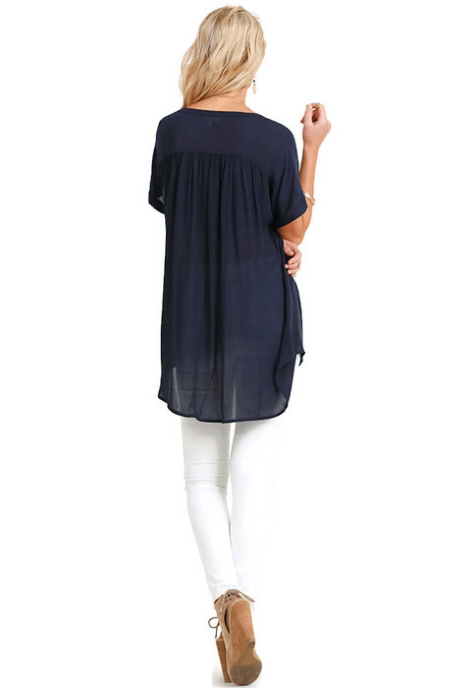 Umgee - Mandarin Collar Button Up Tunic