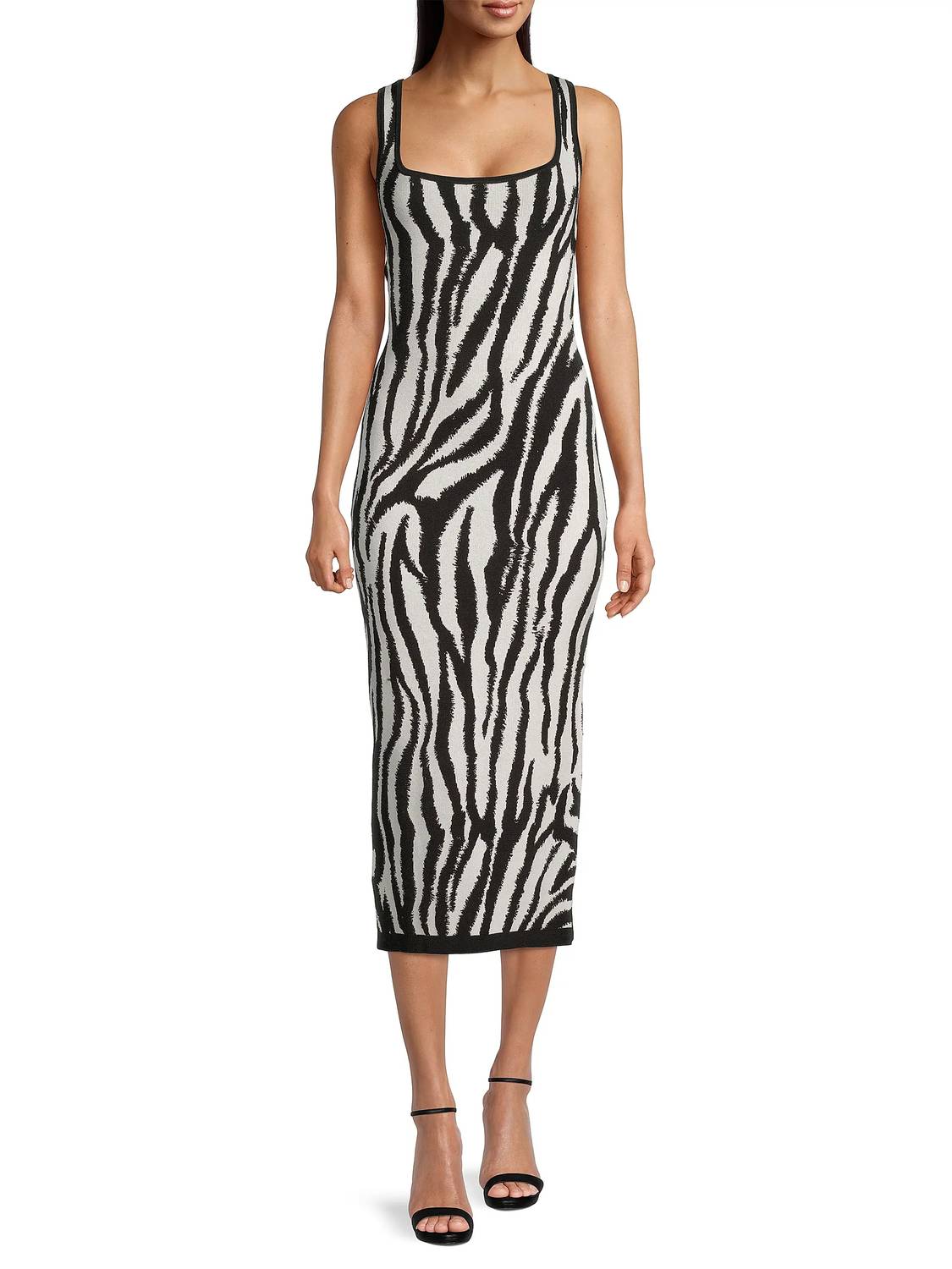 Toccin - Kendall Zebra Bodycon Square Neck Dress