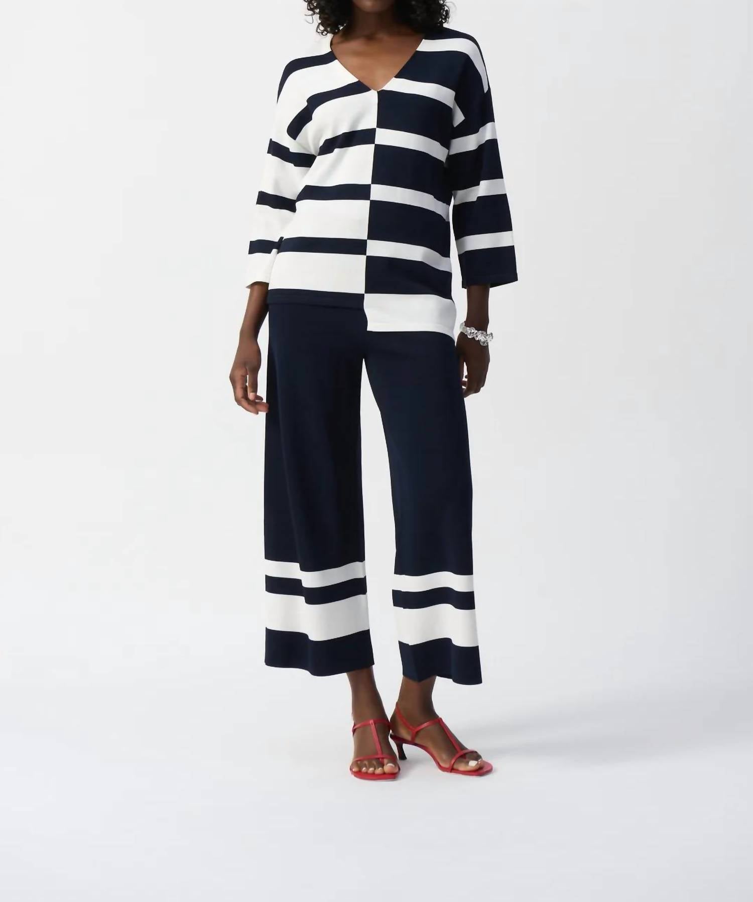 Joseph Ribkoff - Striped Three Quarter Sleeves Pullover