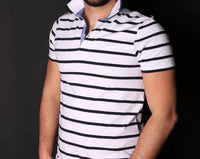 Eight X - Striped Polo With Trim