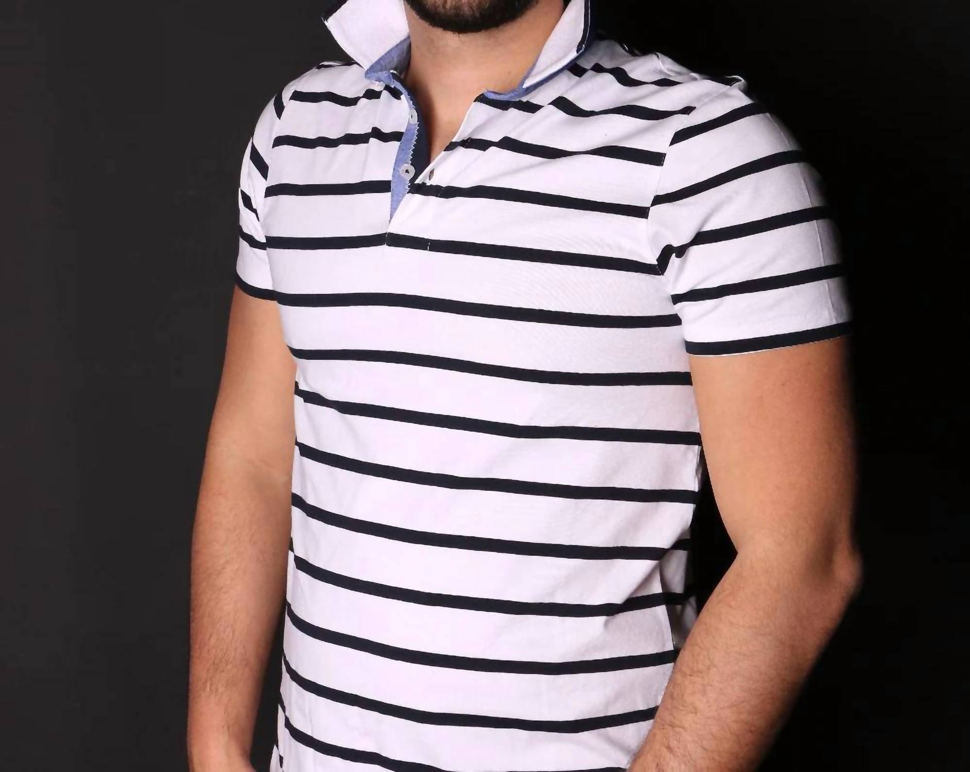 Eight X - Striped Polo With Trim