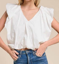Kld. Signature - V-neck Flowy Bubble Hemmed Top