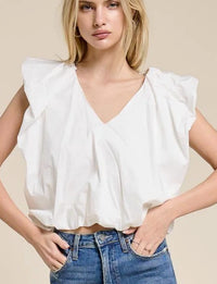 Kld. Signature - V-neck Flowy Bubble Hemmed Top