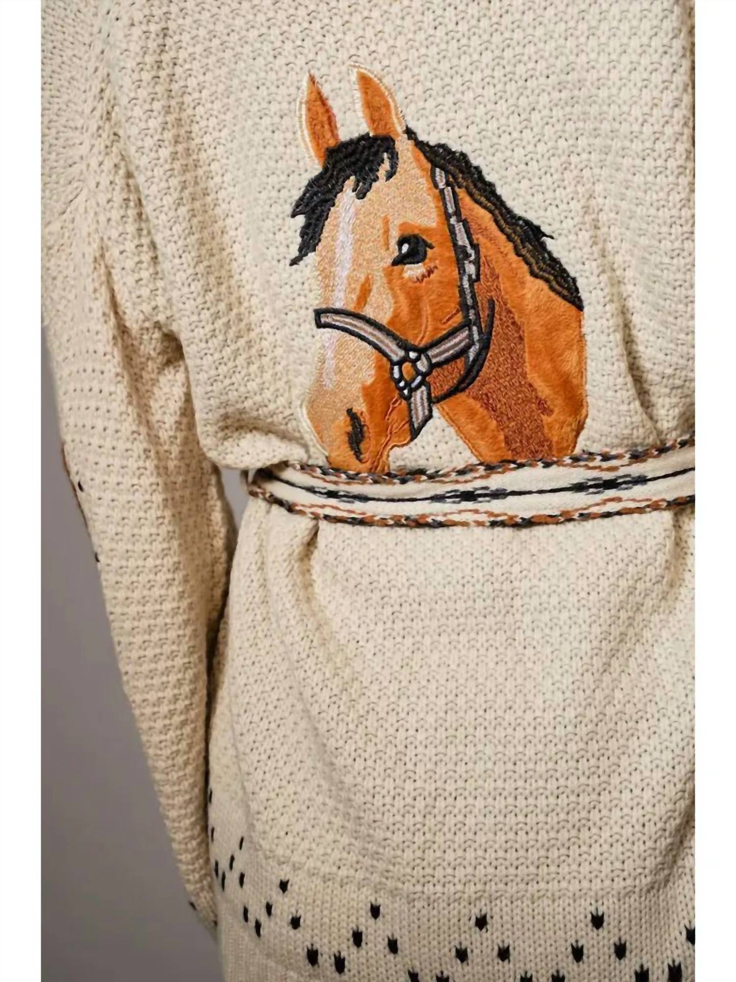 Blue B - Lucky You Western Horse Belted Cardigan Sweater