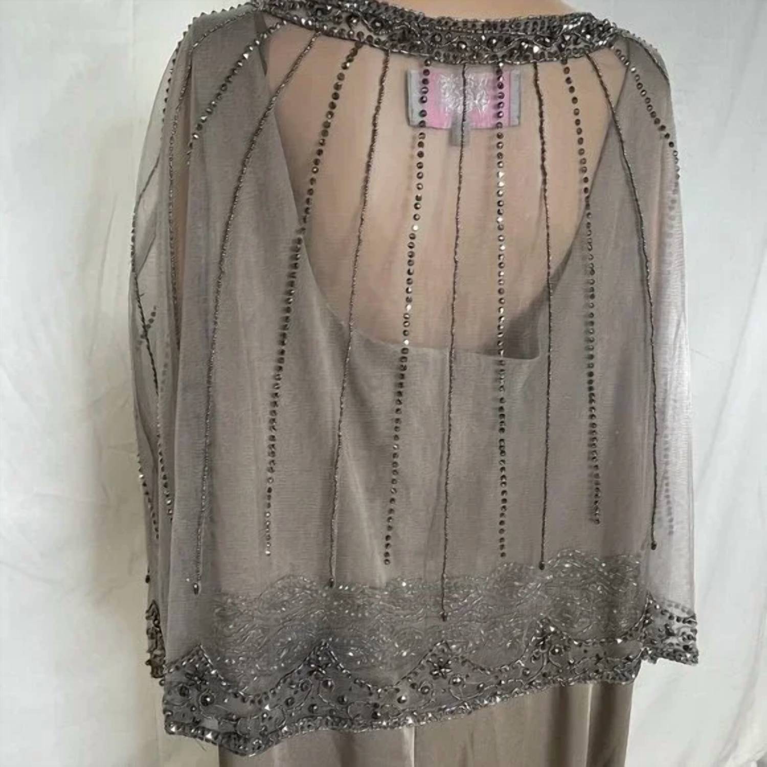 Marsoni by Colors Women’s Jeweled Cape Gown in mink - women's dress - view 8