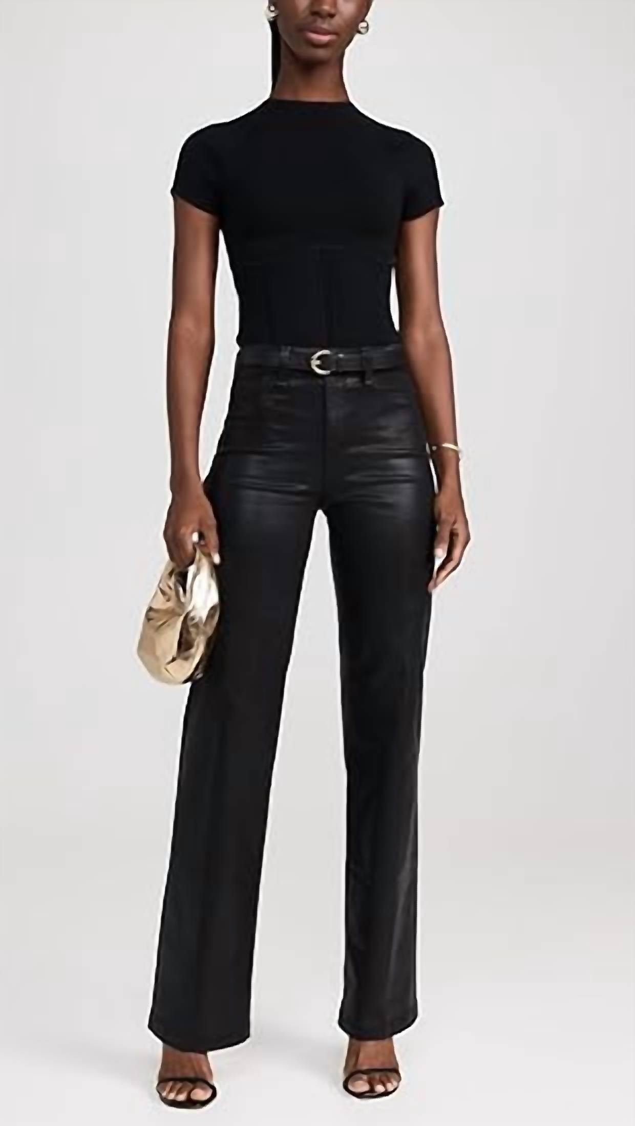 L'Agence Selma Sleek Coated Baby Boot Jean in dark shadow - women's pants - view 4