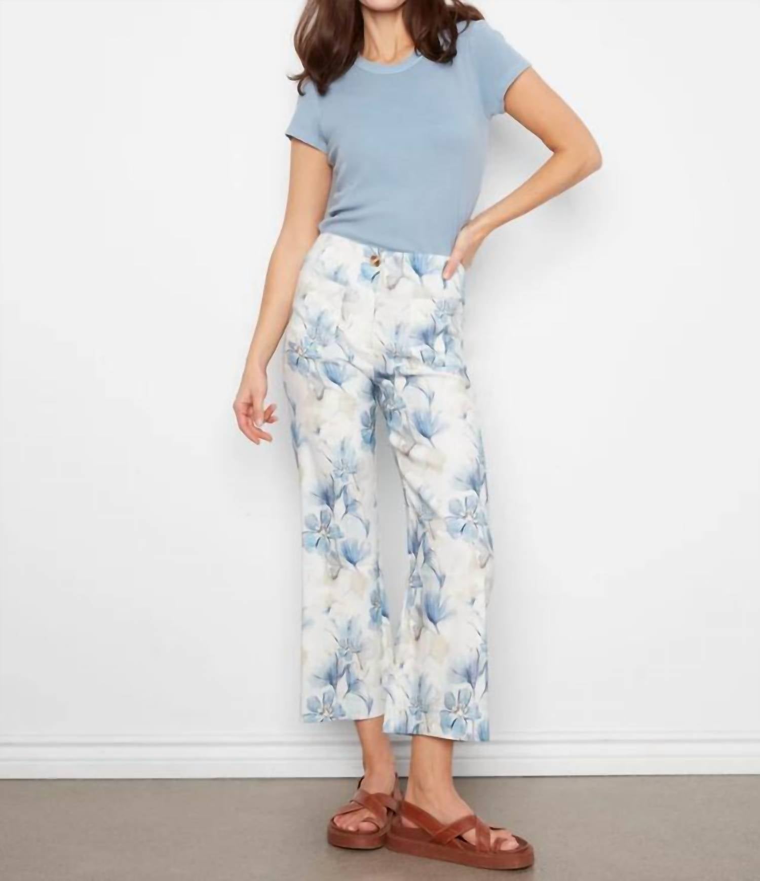 Charlie B - Printed Cropped Linen Blend Pants