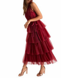 Lulus - Tuelle Halter Midi Dress