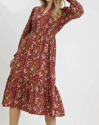 Umgee - Floral Midi Dress With Smocked Waist
