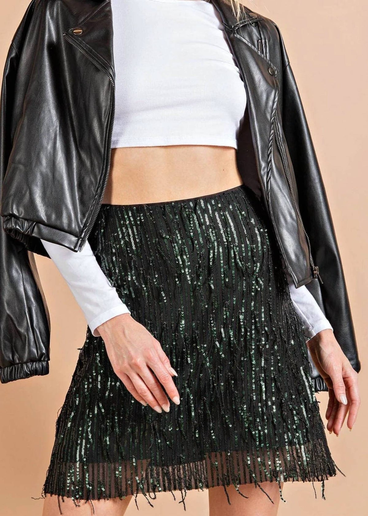 Kori - Get Shakin' Fringe Sequin Mini Skirt