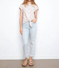 Charlie B - Striped Linen Blend Tie-front Blouse