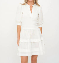 SIX/FIFTY Annabelle Mixed Media Dress in white - women's dress