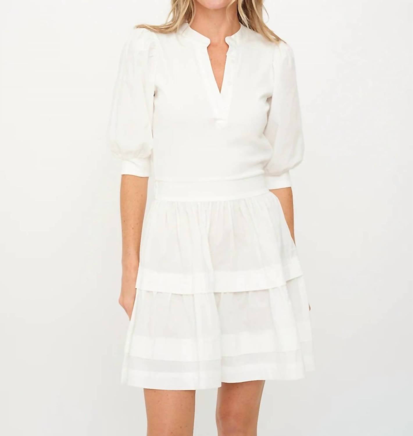 SIX/FIFTY Annabelle Mixed Media Dress in white - women's dress