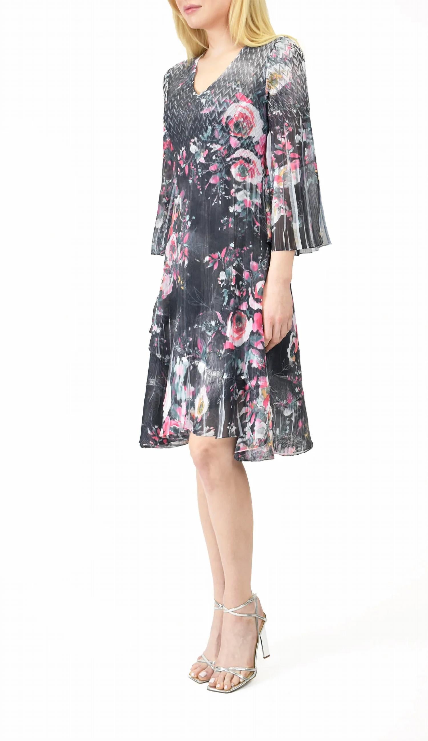 Komarov - Chiffon Dress With Split Sleeve