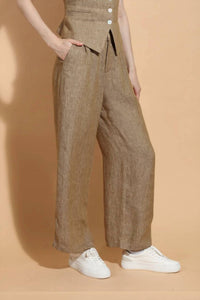 Jessie Liu - Linen Twill Wide Leg Pants
