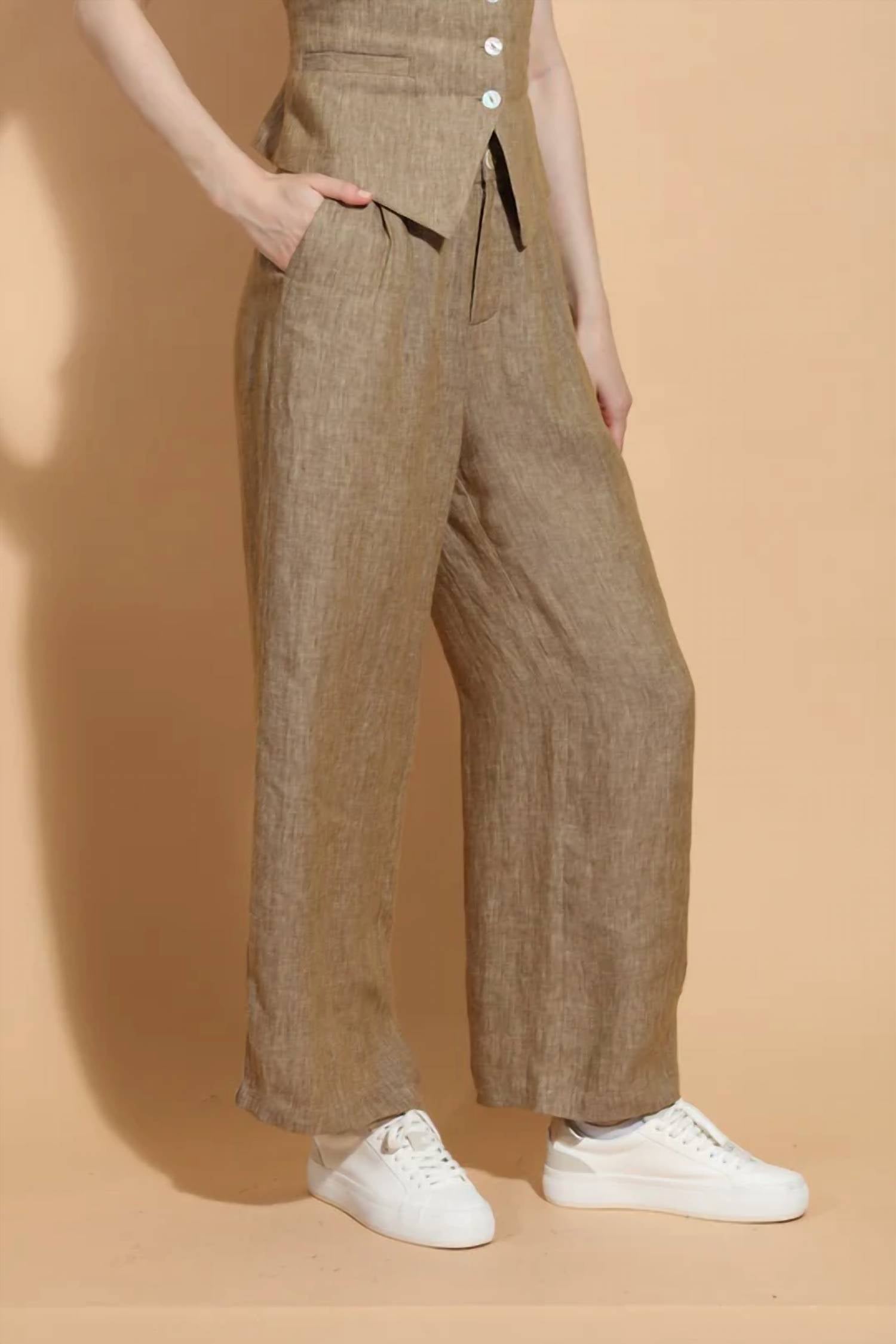 Jessie Liu - Linen Twill Wide Leg Pants