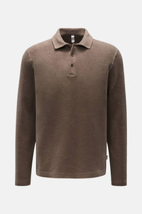 04651/ Men's Long Sleeve Polo Shirt in taupe - men's shirt
