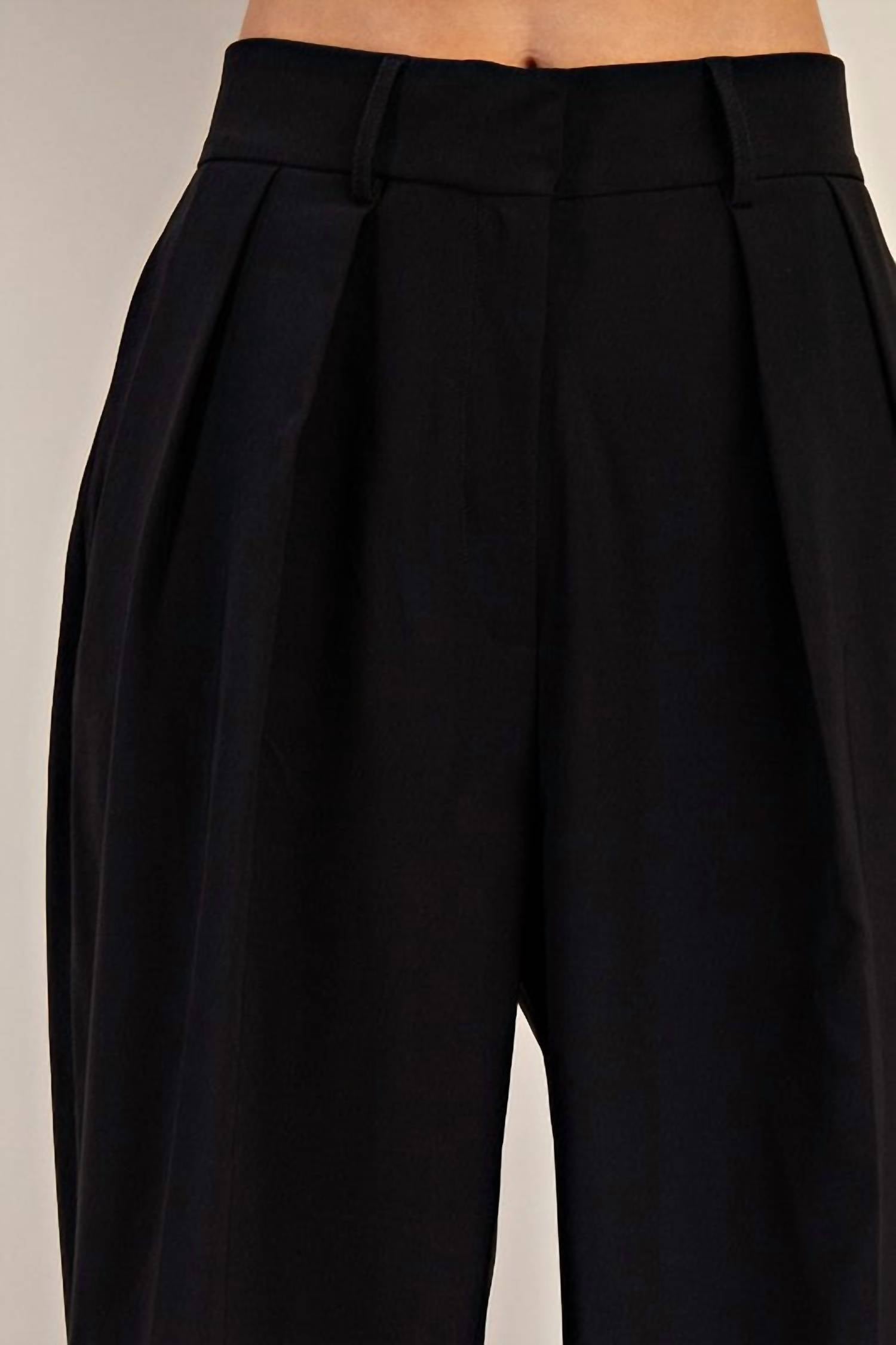 Glam - High Waist Pleated Wide Pant