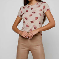 L'Agence Ressi Fitted Tee in taupe dark red faded kiss - women's t-shirt - alternate view