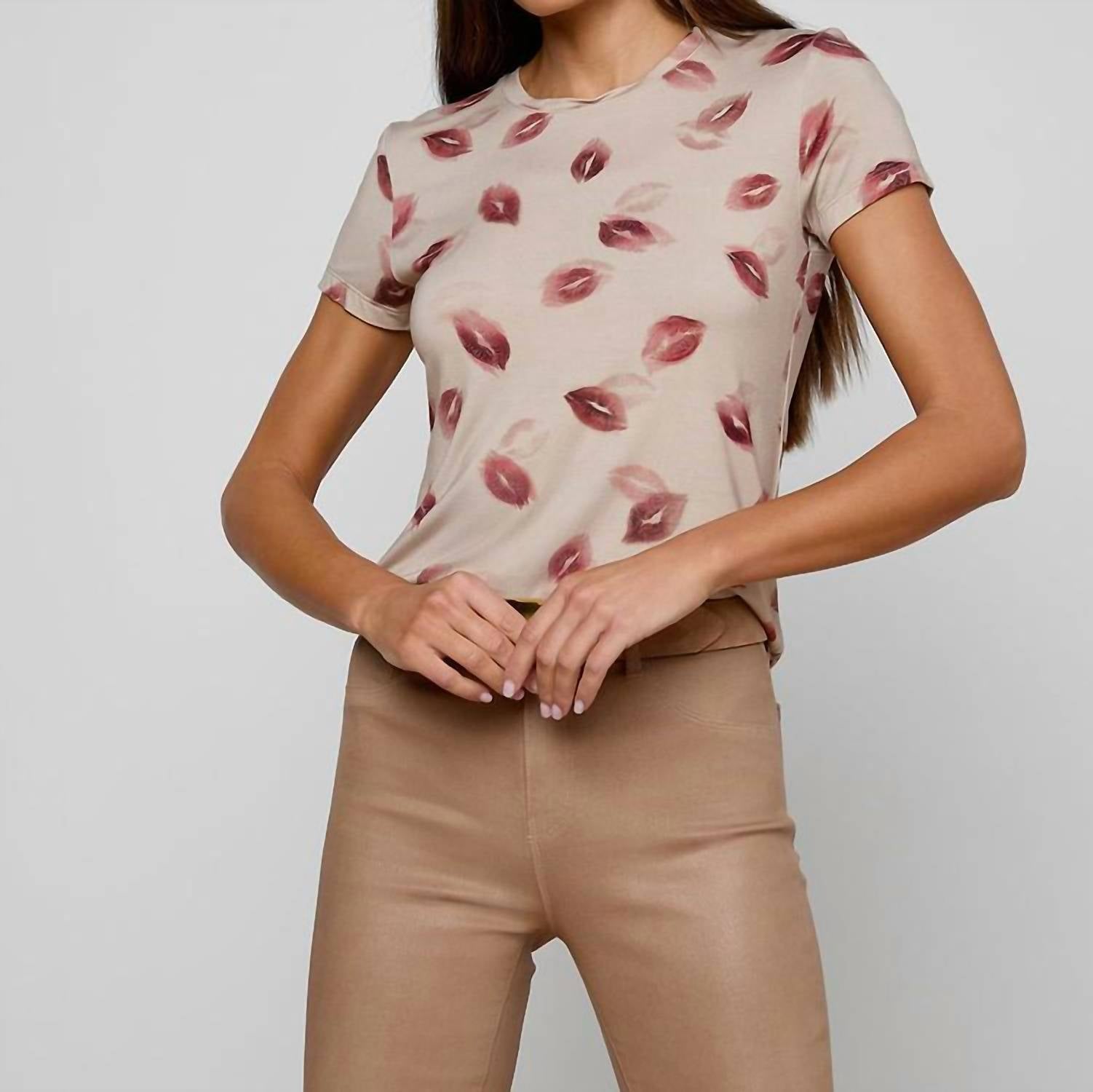 L'Agence Ressi Fitted Tee in taupe dark red faded kiss - women's t-shirt - alternate view