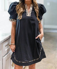 Entro - Leopard Trim Shift Dress