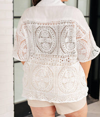 Very J - Head in the Clouds Lace Button Down